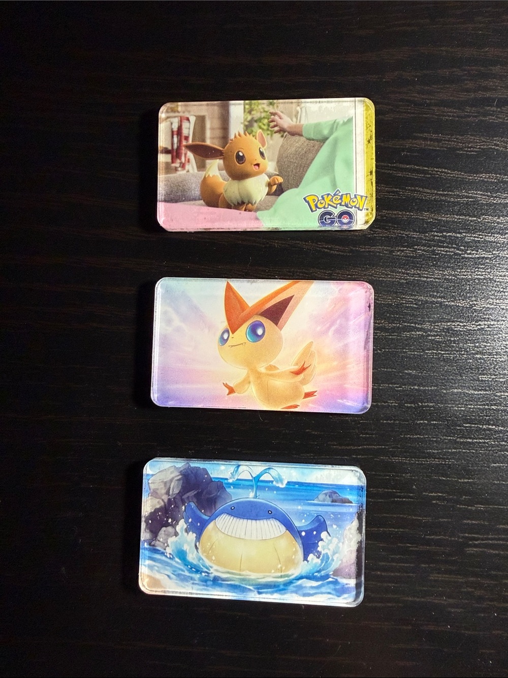 3 pack Pokemon magnets - Multi-designs featuring Eevee, Victini & Wailmer